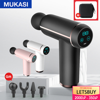 MUKASI wyświetlacz LCD masaż pistolet przenośny pistolet perkusyjny masażer do ciała szyi głębokie tkanki rozluźnienie mięśni dna ulga w bólu 1